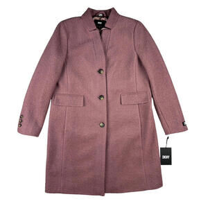 Dkny Walker Wool Blend Single Breasted Coat Pink Size M